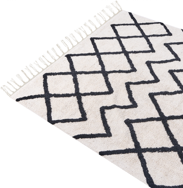 Teppich Baumwolle beige schwarz 160 x 230 cm geometrisches Muster Kurzflor ELDES Bild 4