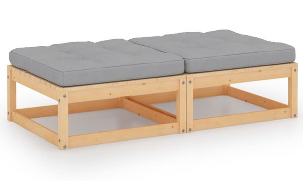 vidaXL Garten-Fußhocker mit Kissen 2 Stk. Massivholz Kiefer 3076279