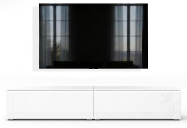 AX LIVING Lowboard TV Kommode 2x100 Barvo Weiß Matt/Hochglanz Stehend Bild 3