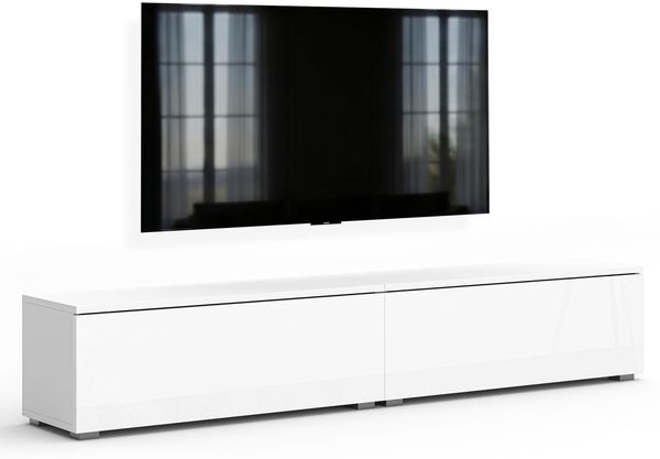 AX LIVING Lowboard TV Kommode 2x100 Barvo Weiß Matt/Hochglanz Stehend Bild 4