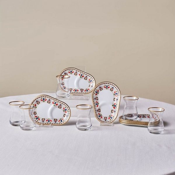Karaca Teeservice Tulip Teeglas-Set 12-tlg 6 Personen Türkische Teegläser, Multi