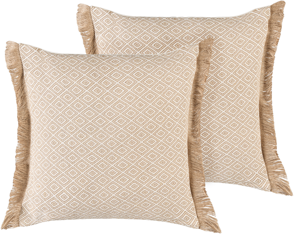 Kissen 2er Set LONAR Bouclé 45 x 45 cm Geometrisches Muster Sandbeige