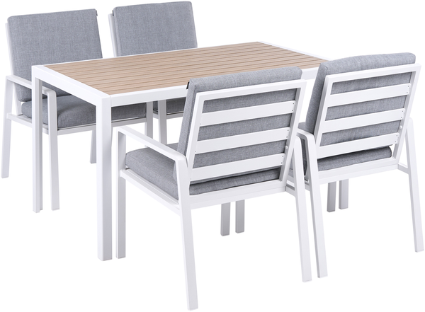 Beliani 'VISSO' Gartenmöbel Set, 4-Sitzer, Kunstholz / Kunststoff, Grau / Weiß