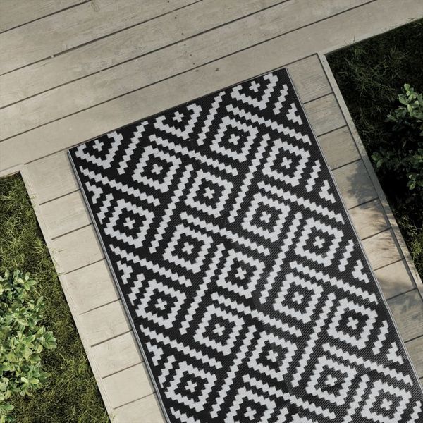 vidaXL Outdoor-Teppich ARAKIL Weiß und Schwarz 80x150 cm PP 368571