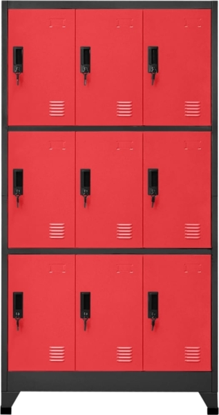 vidaXL Schließfachschrank Anthrazit und Rot 90 x 45 x 180 cm Stahl