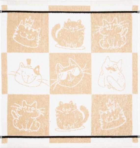 Kracht Geschirrtuch Cool Cat, (Set, 3-tlg, 3-teilig), 3er Pack Frottee Küchenhandtücher (3 Stück) ca. 50x50cm 100% Baumwolle