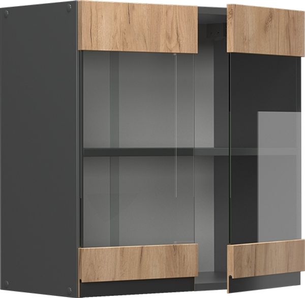 Küchenglasschrank R-Line Goldkraft Eiche 60 cm J-Shape Vicco Bild 4