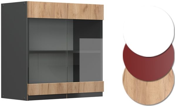 Küchenglasschrank R-Line Goldkraft Eiche 60 cm J-Shape Vicco Bild 6