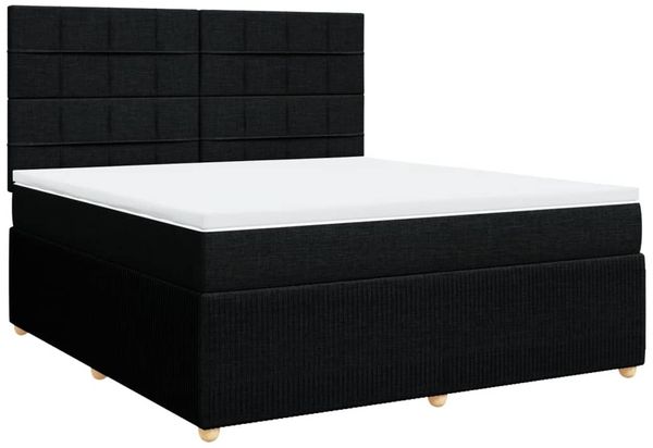 vidaXL Boxspringbett mit Matratze Schwarz 180x200 cm Stoff 3294437 Bild 3