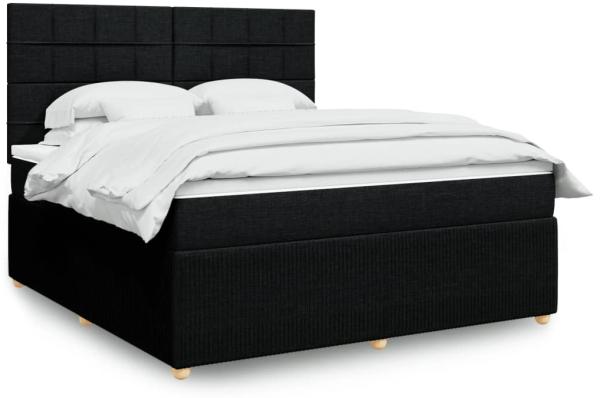 vidaXL Boxspringbett mit Matratze Schwarz 180x200 cm Stoff 3294437