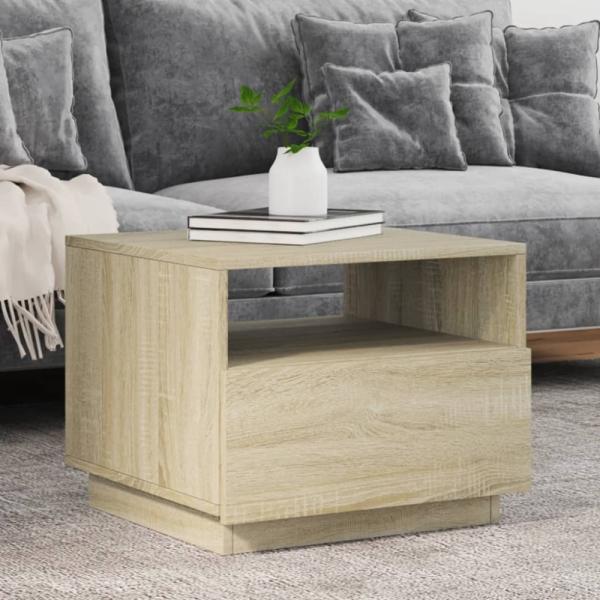 vidaXL Couchtisch mit LED-Leuchten Sonoma-Eiche 50x49x40 cm 839828