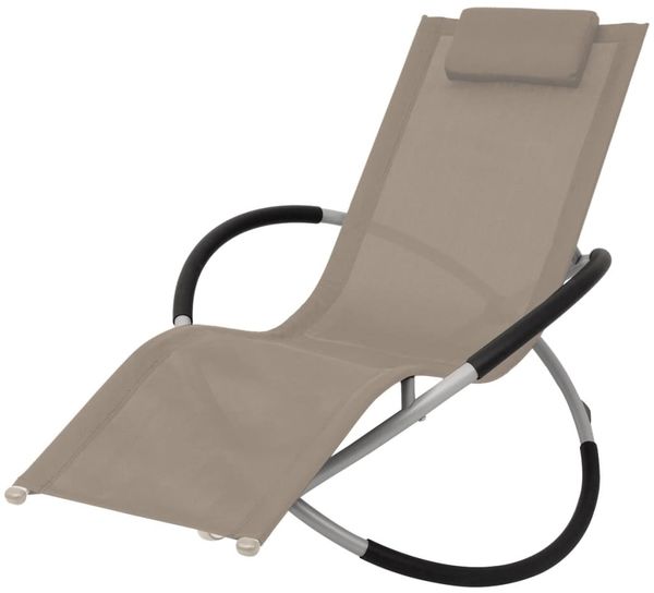 Sonnenliege, Gartenliege Geometrisch Stahl Taupe