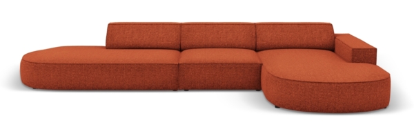 Micadoni 4-Sitzer Sofa Jodie offen runde Recamiere Rechts Chenille Haga Terrakotta