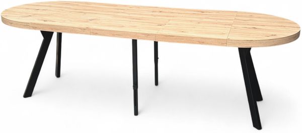 Ausziehbarer Runder Esstisch RO-7 ø100/300 cm – Schwarz Metall Y / Artisan Eiche Bild 8