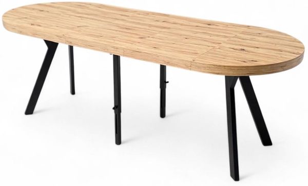 Ausziehbarer Runder Esstisch RO-7 ø100/300 cm – Schwarz Metall Y / Artisan Eiche Bild 7