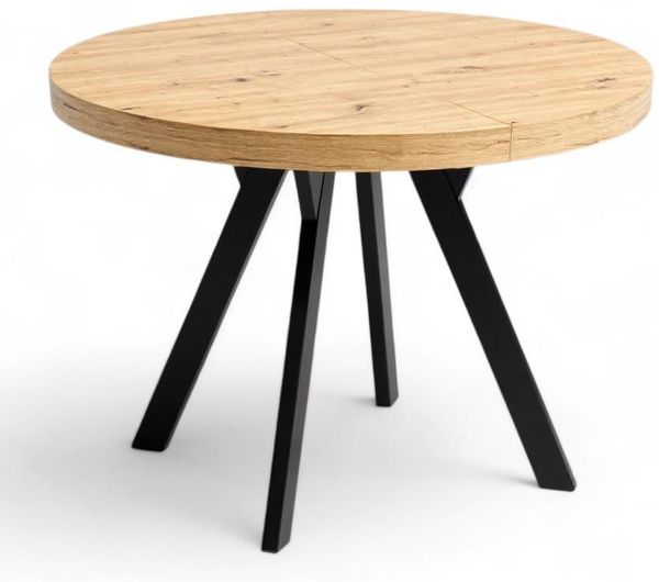 Ausziehbarer Runder Esstisch RO-7 ø100/300 cm – Schwarz Metall Y / Artisan Eiche Bild 3