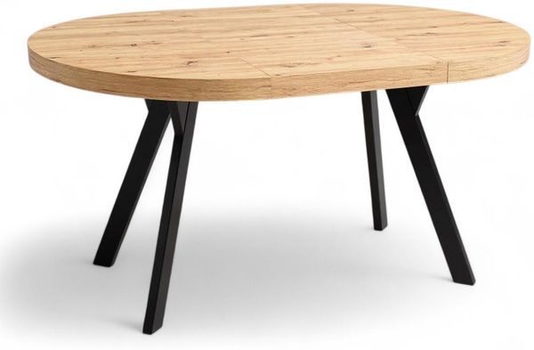 Ausziehbarer Runder Esstisch RO-7 ø100/300 cm – Schwarz Metall Y / Artisan Eiche Bild 5
