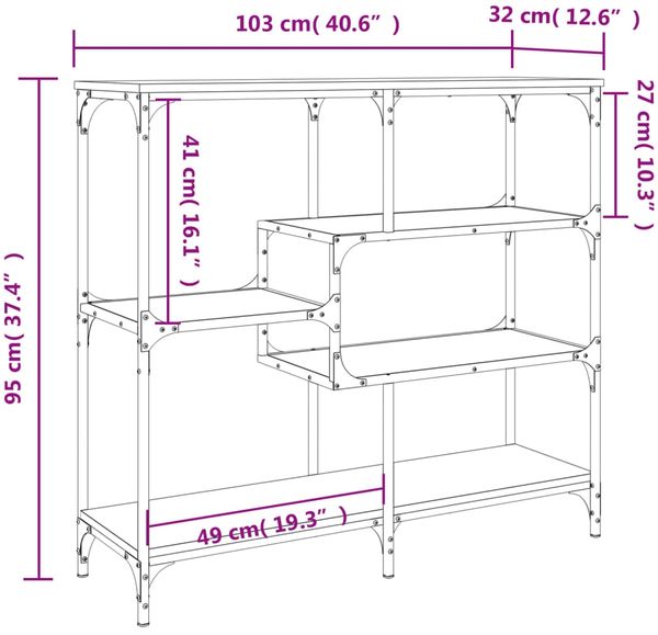 vidaXL Konsolentisch Schwarz 103x32x95 cm Holzwerkstoff 833950 Bild 9