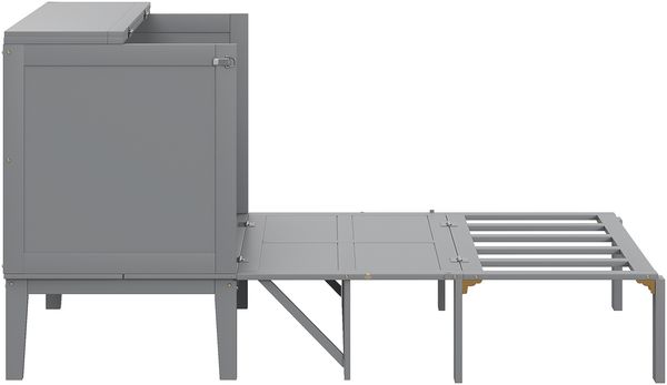 Graues Klappbett 90x200 cm Platzsparend Vertikalbett Einzelbett mit Stauraum Schrankbett Multifunktionsbett Jugendzimmer Singlebett Kleine Wohnung Raumwunder Platzwunder Fitnessbereich Home Gym Möbel Bild 9