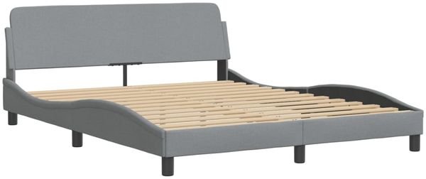vidaXL Bett mit Matratze "Dover" Hellgrau 160x200 cm Stoff 3208424 Bild 4