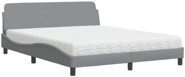vidaXL Bett mit Matratze "Dover" Hellgrau 160x200 cm Stoff 3208424