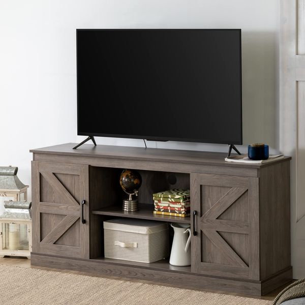 Zinus Wade TV Schrank - TV Schrank 147 x 67 x 40 cm - Möbel mit Aufbewahrungsschrank - Design im Landhausstil - Grau