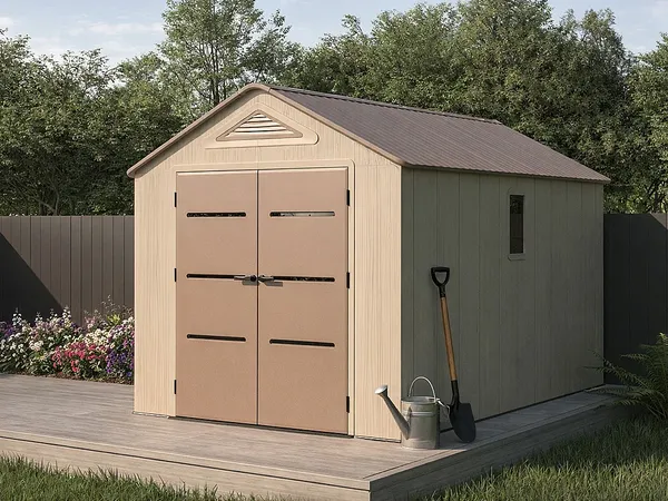 Vente-unique - ANTEVA Gartenhaus Harz BraunBeige - B 369 cm x H 242 cm x L 237 cm