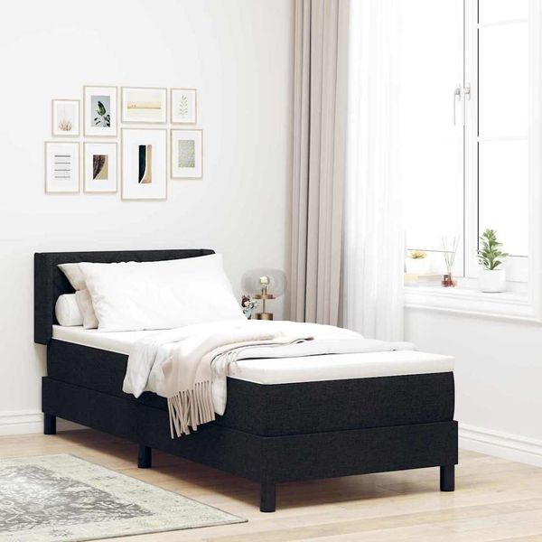vidaXL Boxspringbett mit Kopfteil Schwarz 200 x 80 cm Stoff 3341134