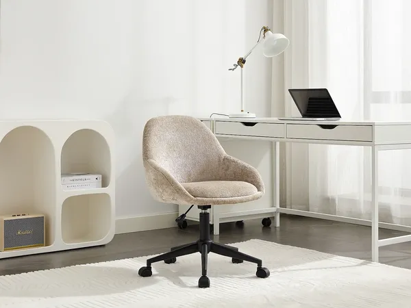 Vente-unique - NAODY Office chair StoffSamt Beige - B 59,5 cm x H 88 cm78 cm x L 55 cm