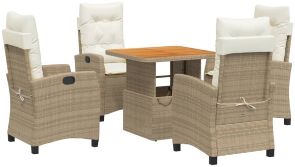 vidaXL 5-tlg. Garten-Essgruppe mit Kissen Beige Poly Rattan 3277410
