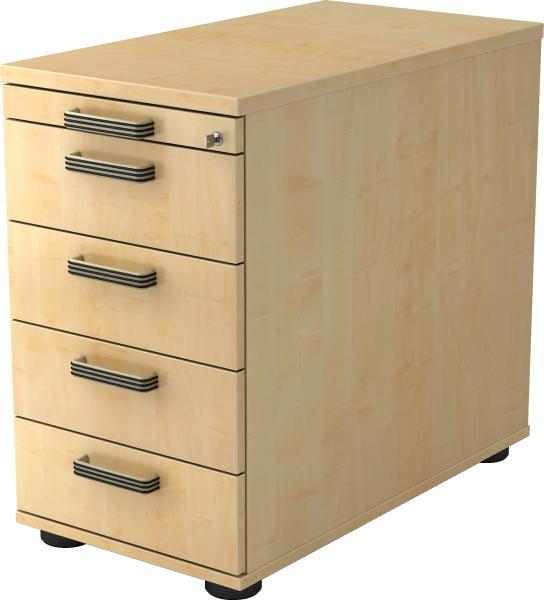 bümö Schreibtisch Schrank abschließbar, Schubladenschrank Holz in Ahorn, Container mit Schubladen - Schubladen Schrank Büro, Schreibtisch Container od. Schreibtisch Kommode mit Streifengriffe, SC50-3-3-SG