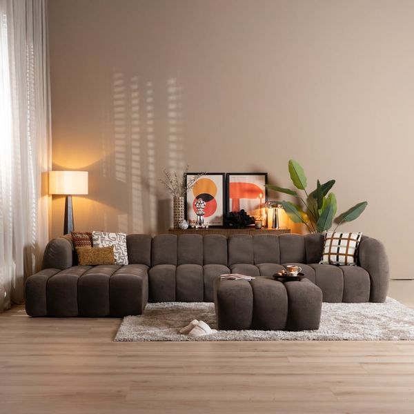 Bronx71 Ecksofa Luca XL Chenille Braun links
