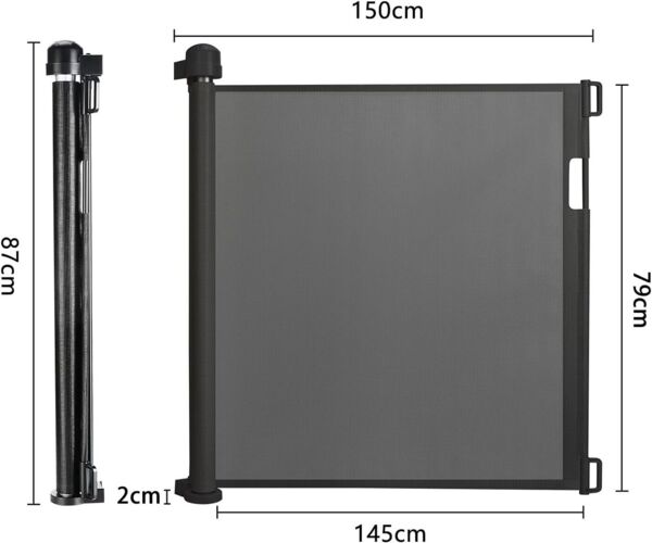 FIVMEN Treppenschutzgitter PVC Türschutzgitter Ausziehbar 0-300 cm, Weiß/Grau/Schwarz für Babys und Haustiere