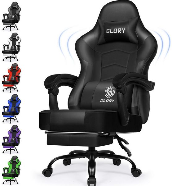 Hiazurm Gaming-Stuhl Gaming Stuhl, Bürostuhl Ergonomisch, Gaming Chair (Gaming Sessel Gepolstert mit Fußstütze,Klappbare gepolsterte Armlehnen, Gamer Stuhl Wippfunktion,Gaming Stuhl 150 kg Belastbarkeit), Bürostuhl Chefsessel Wippfunktion bis zu 170