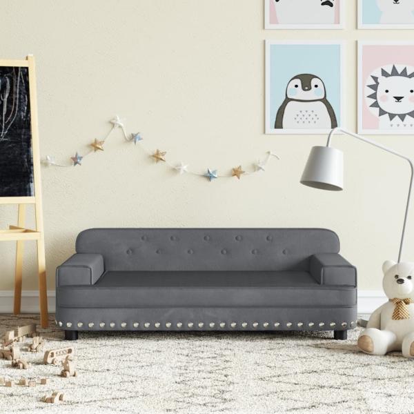 vidaXL Kindersofa Dunkelgrau 90x53x30 cm Samt 3196281