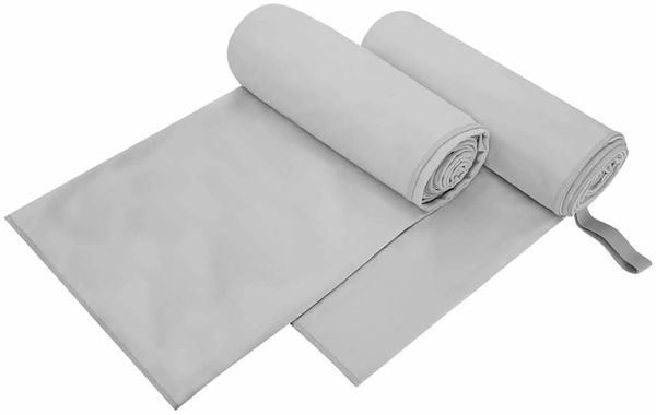 vidaXL Sporthandtücher 2 pcs Grau 200 x 100 cm Polyester und Polyamid 42011471