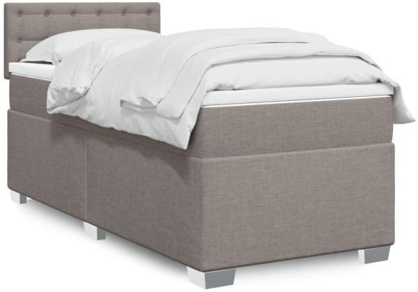 vidaXL Boxspringbett mit Matratze Taupe 100x200 cm Stoff 3288117