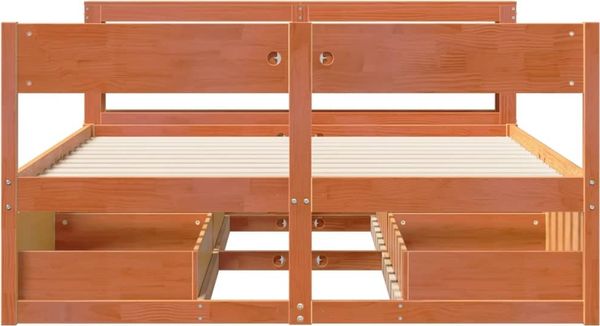 vidaXL Massivholzbett ohne Matratze Wachsbraun 120x200 cm Kiefernholz 3306386 Bild 4