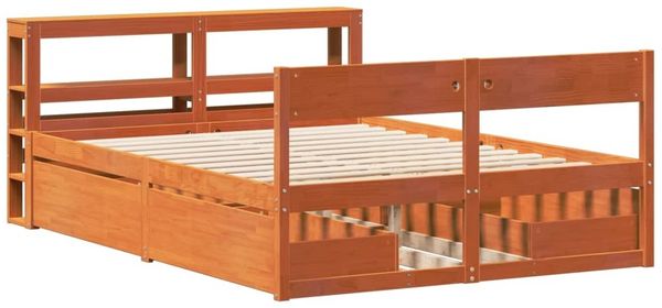 vidaXL Massivholzbett ohne Matratze Wachsbraun 120x200 cm Kiefernholz 3306386 Bild 3