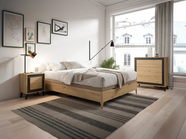 Vente-unique - Bettkasten 160 x 200 cm – Hell-Natur – VEONA von YSMÉE