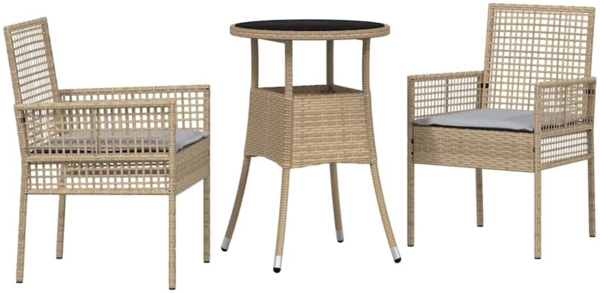 vidaXL Garten Essgruppe 3 pcs Beige Poly Rattan 3334947