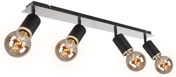 Deckenleuchte, 4 Flammig, Spots beweglich, schwarz, D 28 cm