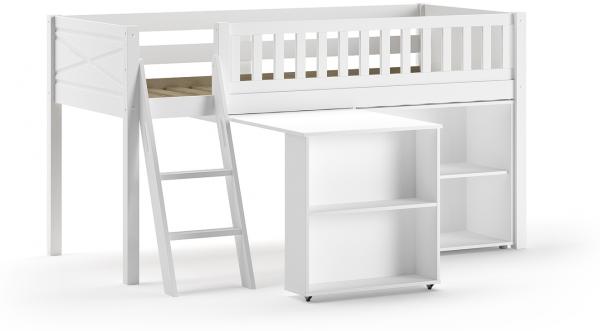 Spielbett >SCOTT< in Bett Kiefer, Beimöbel MDF weiß lackiert, Kiefer und MDF