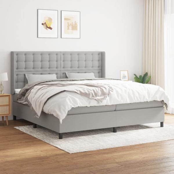 Boxspringbett mit Matratze Stoff Hellgrau 200 x 200 cm, Härtegrad: H2 [3131777]