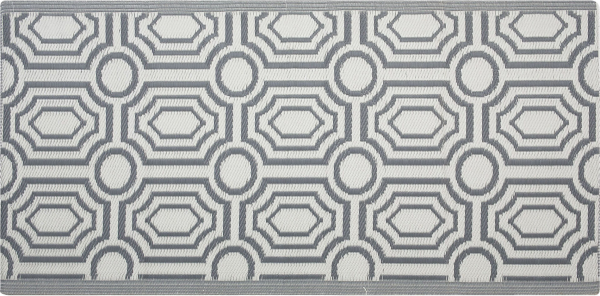 Outdoor Teppich dunkelgrau 90 x 180 cm geometrsiches Muster zweiseitig Kurzflor BIDAR