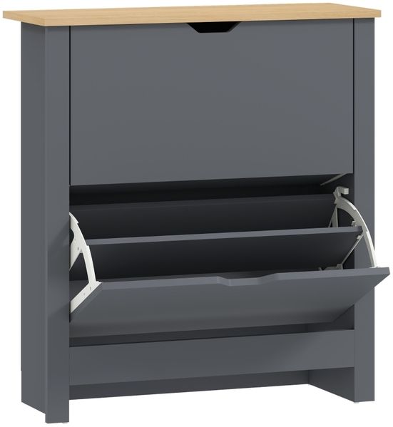 Schuhschrank mit 2 Klappfächern, verstellbar Trennwand für 8-12 Paar Schuhe, 72 x 26 x 80 cm, Dunkelgrau