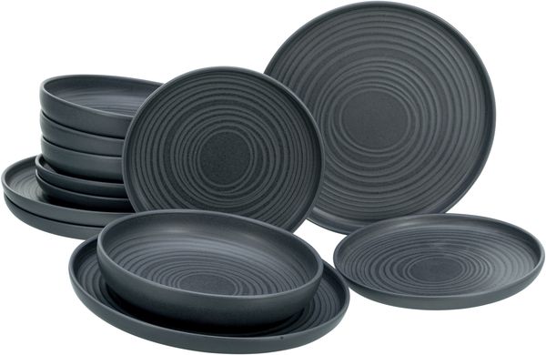 Uno Black Lava Stone, Tellerset 12-tlg (mo)