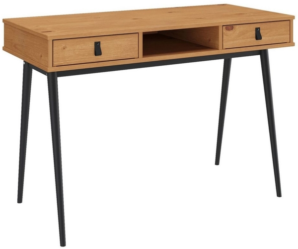 IDIMEX Schreibtisch KIM, moderner Bürotisch mit 2 Schubladen und Ablage aus Massivholz Eiche /