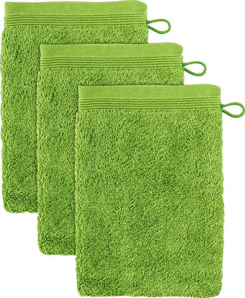 möve Superwuschel Waschhandschuh 15 x 20 cm aus 100% Baumwolle, peridot 3er Set