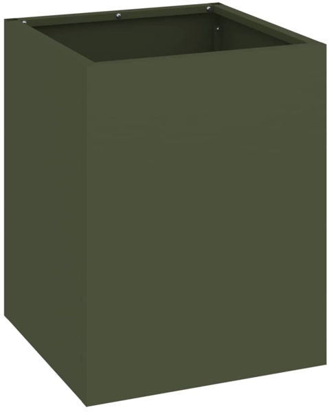 vidaXL Gartenblumentopf Olivgrün 32 x 32 x 40 cm Kaltgewalzter Stahl 876346